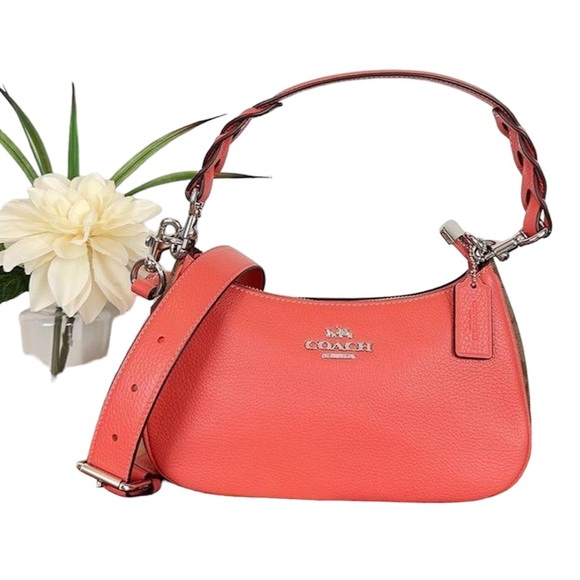Coach Handbags - 🆕 COACH Teri Shoulder/Crossbody in Silver/Khaki/Tangerine HOT ITEM!
